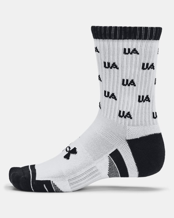ถุงเท้าข้อปานกลาง UA Performance Cotton ยูนิเซ็กส์ แพ็ก 2 คู่ in White image number 3